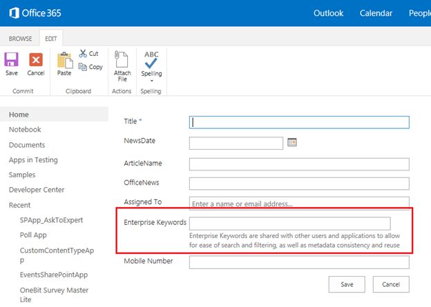 Enterprise Metadata Keyword Column